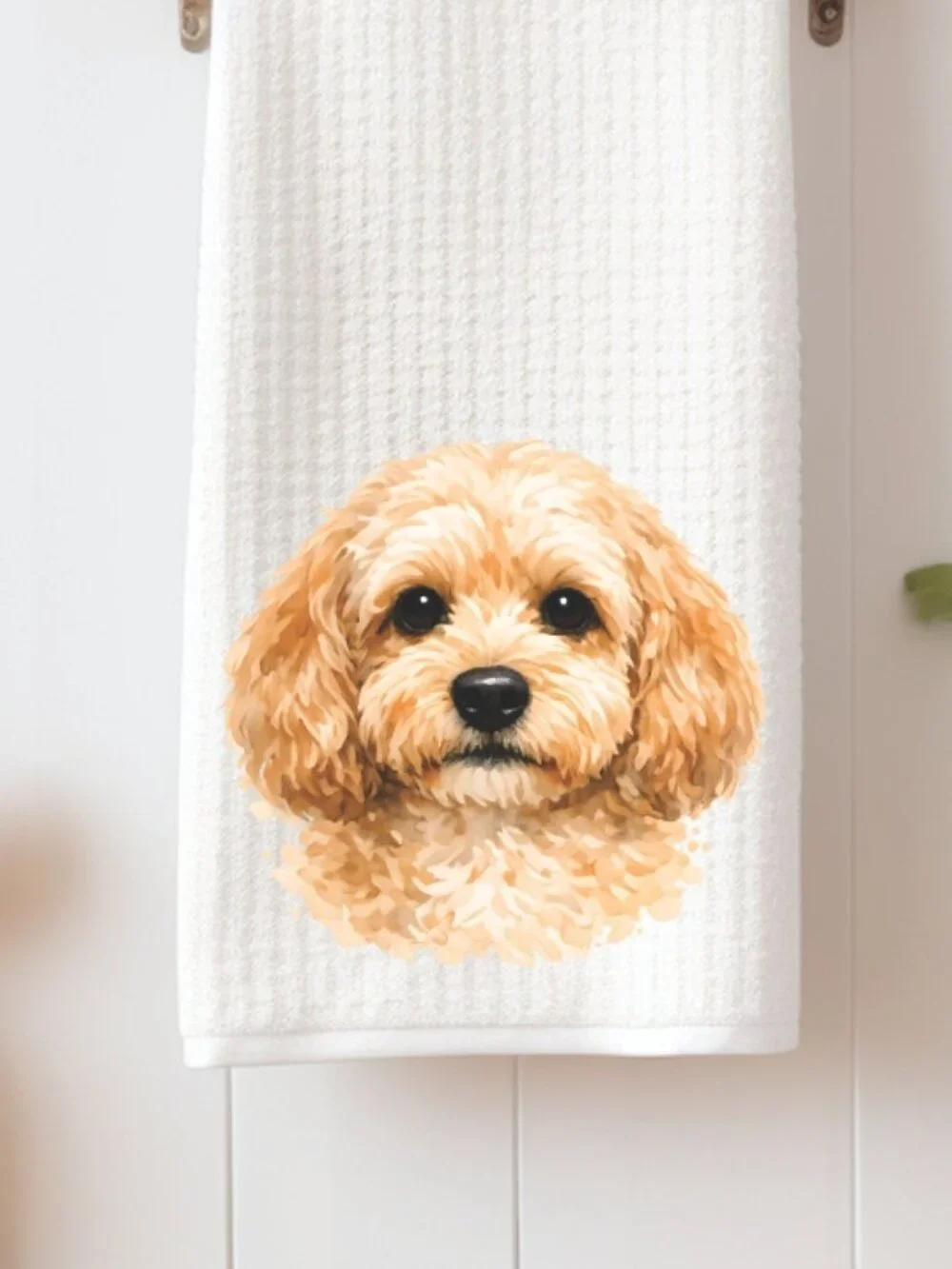 Blonde Cockapoo Dog Waffle Weave Decorative Kitchen Tea Towel